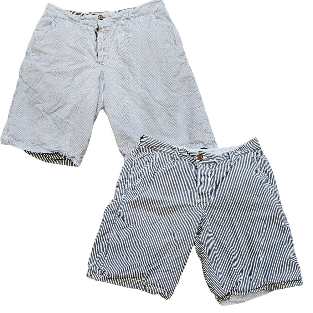 French Connection Reversible Chino Shorts Mens 30 Stripe Coastal Preppy Nautical